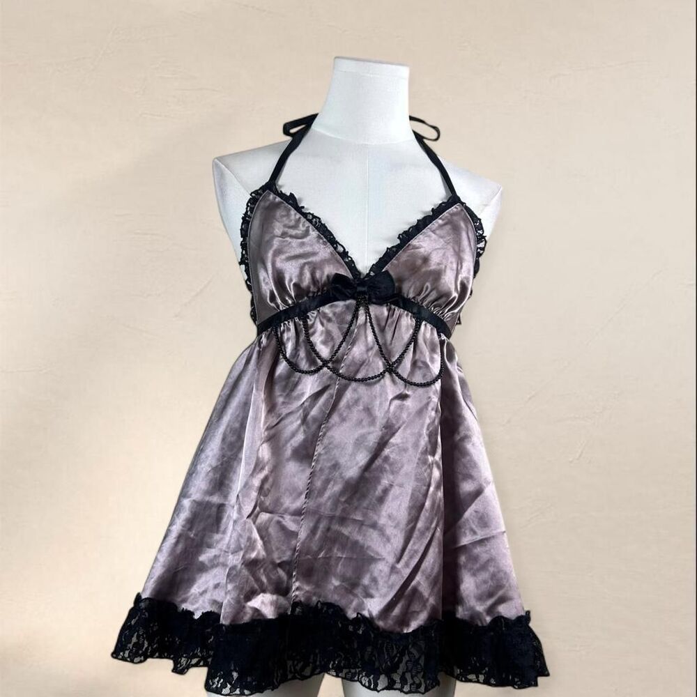Frederick's of Hollywood Dark Coquette Visual Kei Mauve Slip